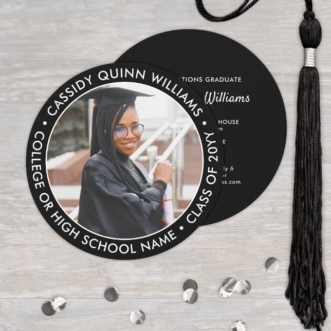 Photo ronde noir et blanc Invitation à la graduati (Créateur téléchargé)
