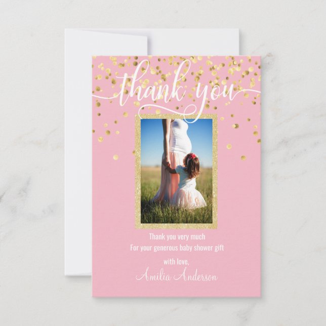 PHOTO rose de la fille | de baby shower de MERCI (Devant)