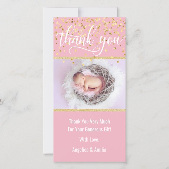PHOTO rose de la fille | de baby shower de MERCI (Devant)