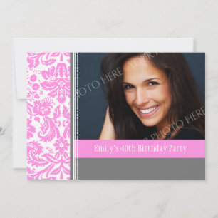 Photo rose Grey 40e Anniversaire Fête Invitation