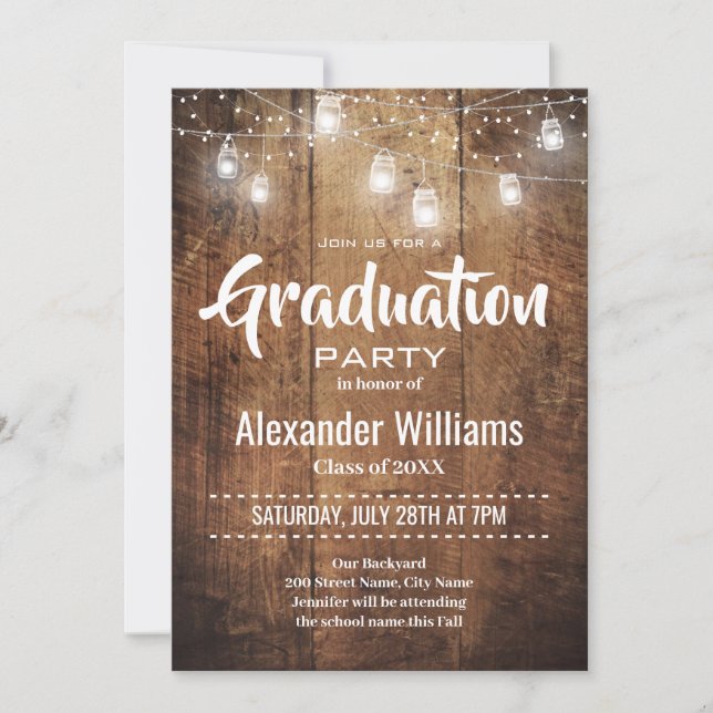 Photo Rustic Graduation Party Invitation (Devant)