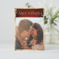 Photo Rustique Rouge Or Plat Save The Date