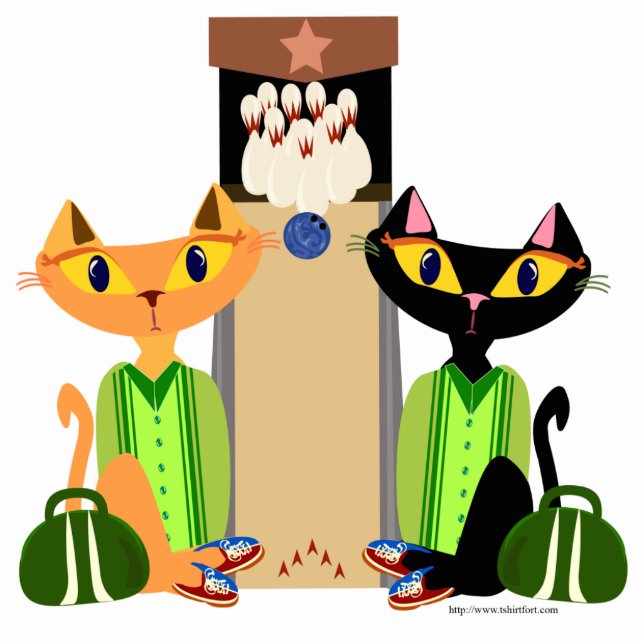 Photo Sculpture Alley Cats Amusants Bowling Animaux Design Art Rét (Devant)