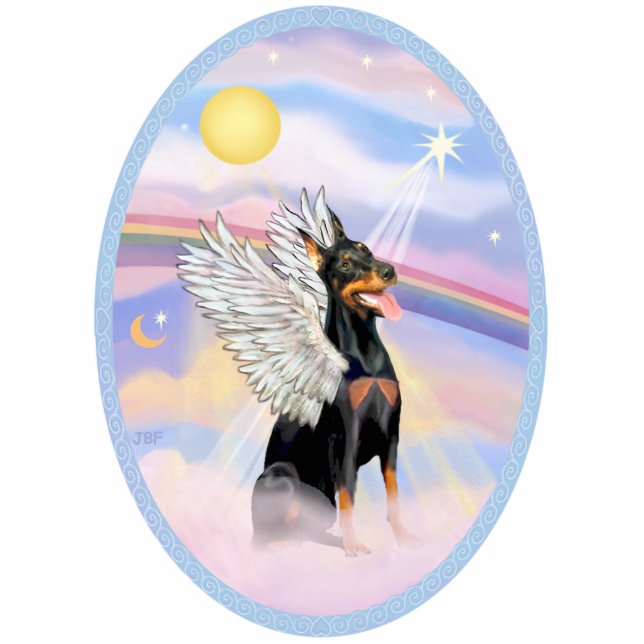 Photo Sculpture Angel Doberman dans les nuages du ciel (Devant)