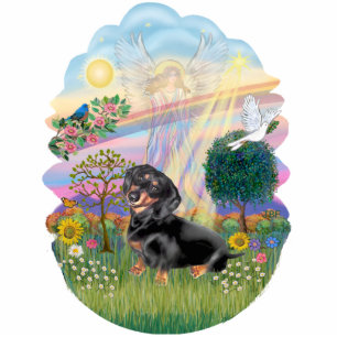Photo Sculpture Angel nuage - Dachshund (noir-tan)