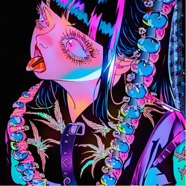 Photo Sculpture Anime Girl Sticking Her Tongue Out (Devant)