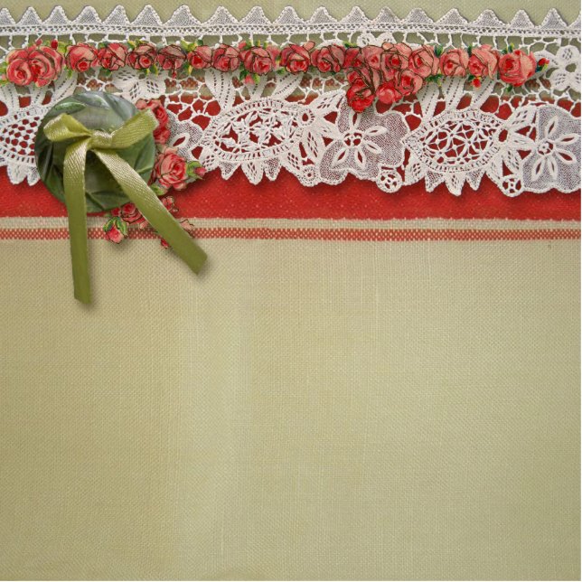 Photo Sculpture Antique Rose dentelle Rustique Rouge Victorien Bur (Devant)