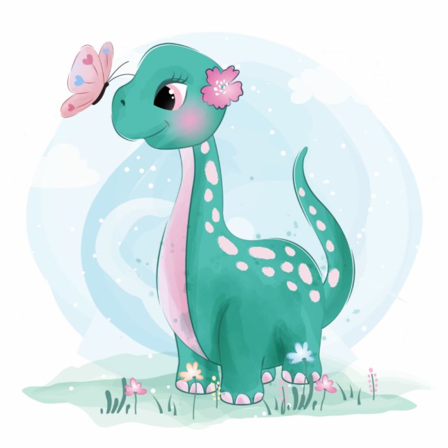Photo Sculpture Baby shower Dinosaur Turquoise (Devant)