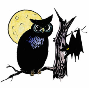 Photo Sculpture Bat Moon et Owl à l'Halloween