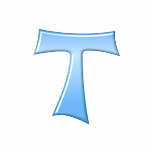 Photo Sculpture Blue Glass Look Franciscan Tau Cross