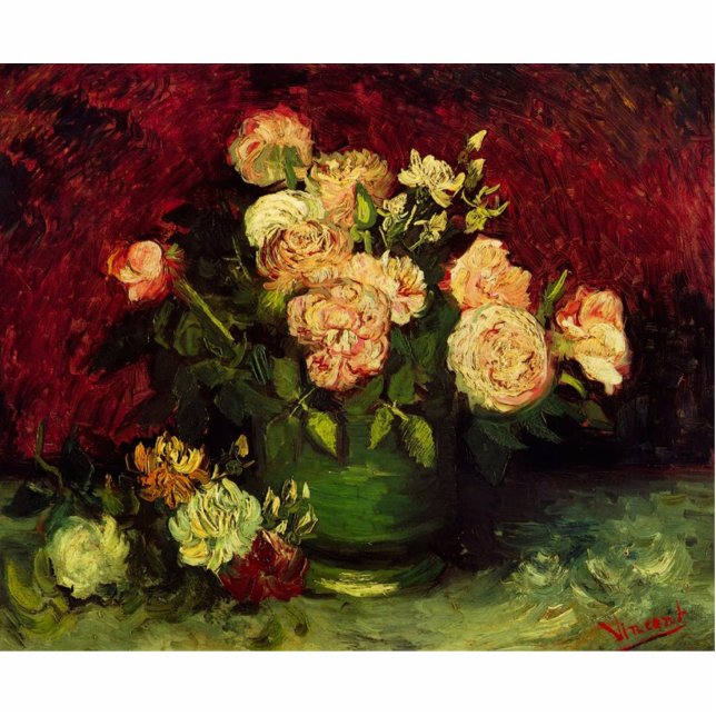 Photo Sculpture Bowl of Peonies et Rose, Vincent van Gogh. Monde (Devant)