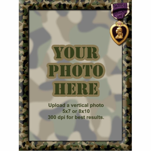 Photo Sculpture Camouflage du coeur pourpre Cadre militaire (Devant)