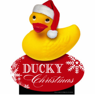 Photo Sculpture Canard mignon en caoutchouc de Père Noël de Noël