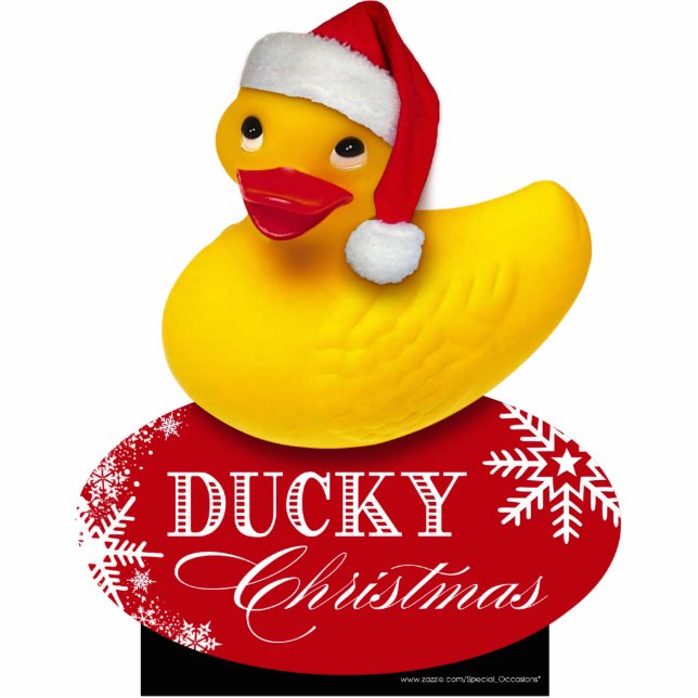 Photo Sculpture Canard mignon en caoutchouc de Père Noël de Noël (Devant)