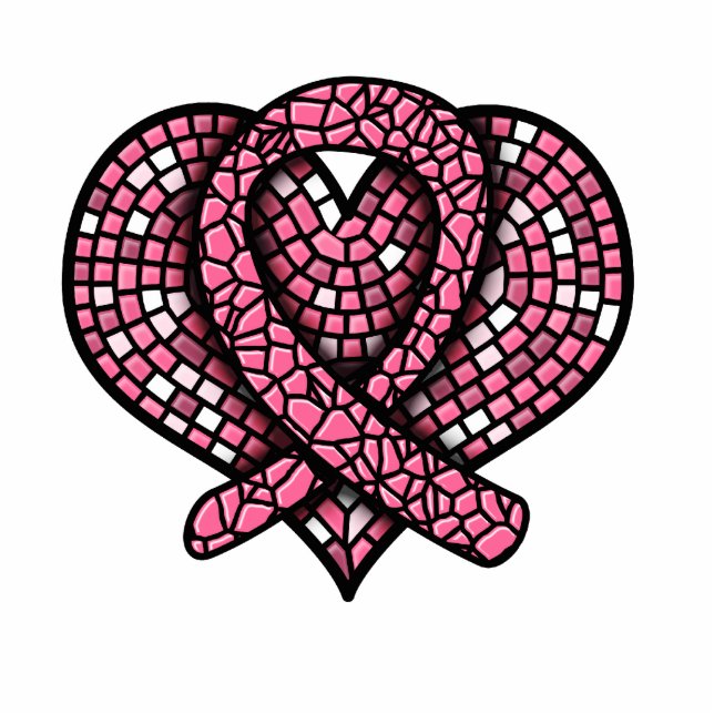 Photo Sculpture Cancer du sein Mosaic Coeur Ruban (Devant)