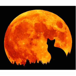 Photo Sculpture Chat en pleine lune orange
