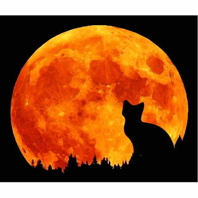 Photo Sculpture Chat en pleine lune orange (Devant)