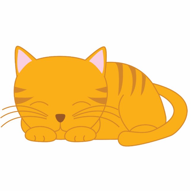 Photo Sculpture Chat tigré orange de sommeil (Devant)