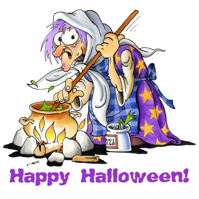 Photo Sculpture Coupures d'Halloween avec sorcière violette person (Devant)