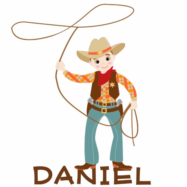 Photo Sculpture Cowboy cool avec lasso anniversaire de enfant Part (Devant)