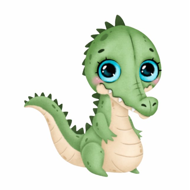 Photo Sculpture Cute Alligator Cuir Vert Cacher Câble Topper (Devant)