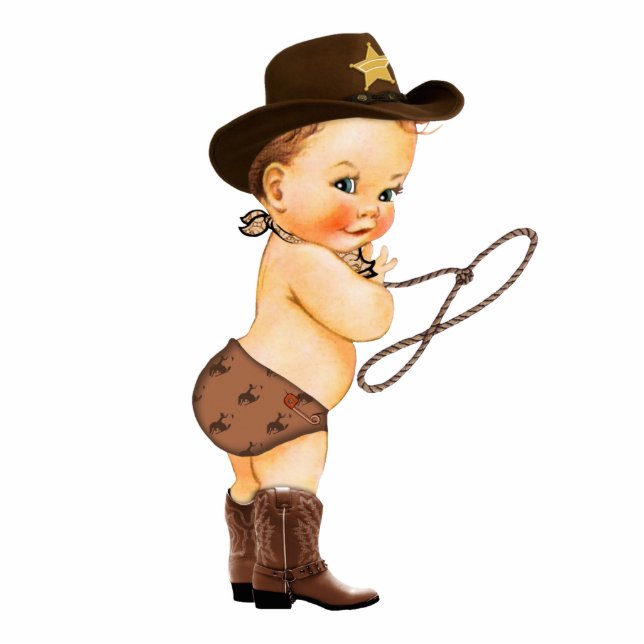 Photo Sculpture Cute Boy Cowboy Baby shower Cake Topper (Devant)