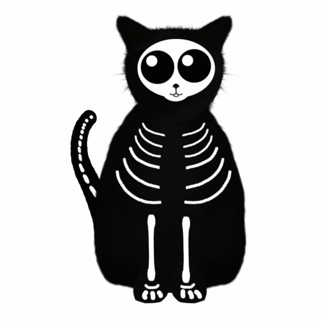 Photo Sculpture Cute Halloween Cartographier Chat Squelette (Devant)