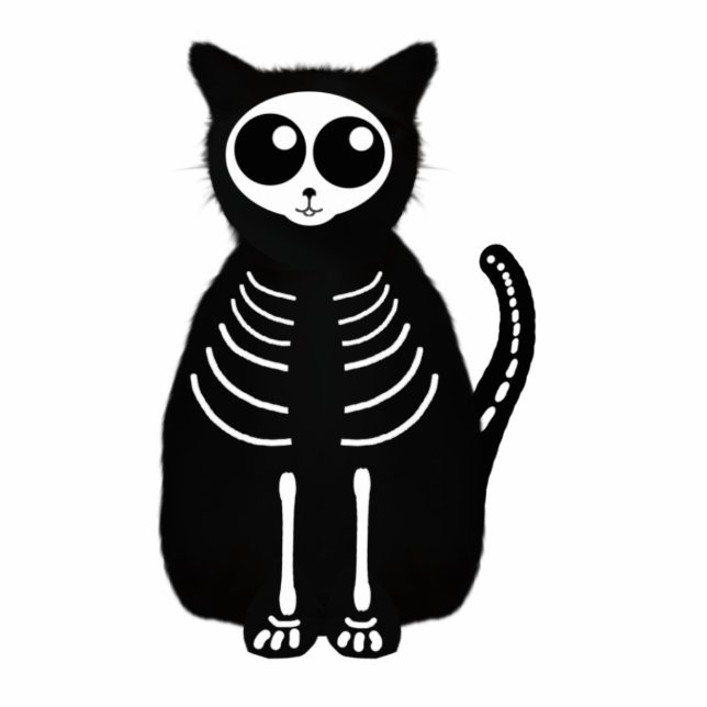 Photo Sculpture Cute Halloween Cartographier Chat Squelette (Devant)