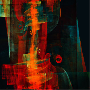 Photo Sculpture Eau Orange Rouge Bleu moderne Art Abstrait Motif