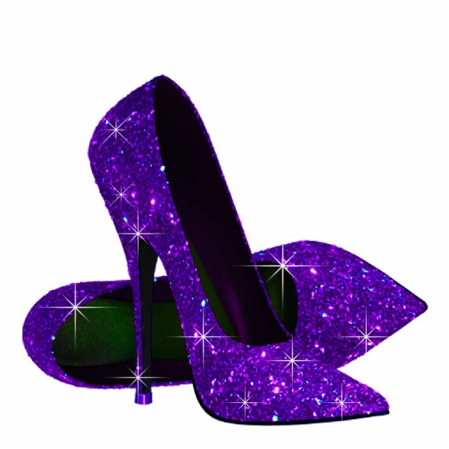 Photo Sculpture Élégante Parties scintillant violet Chaussures hau (Devant)