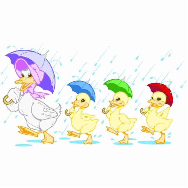 Photo Sculpture Famille de canards mignons en pluie (Devant)