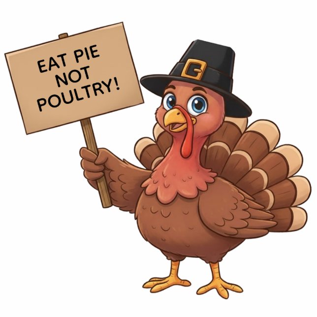 Photo Sculpture Funny Pie Loving Thanksgiving Turkey Protest Sign (Devant)