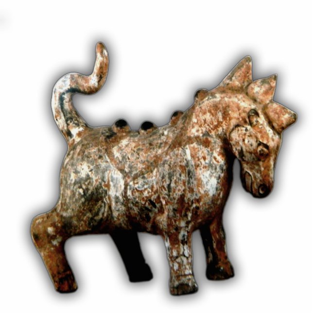 Photo Sculpture Han Dynastie artefact terre cuite cheval (Devant)
