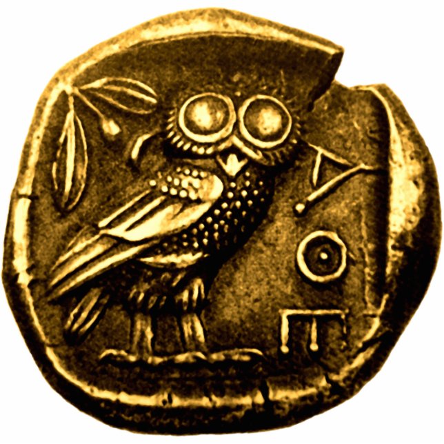 Photo Sculpture Hibou sur la pièce de monnaie du grec ancien (Devant)