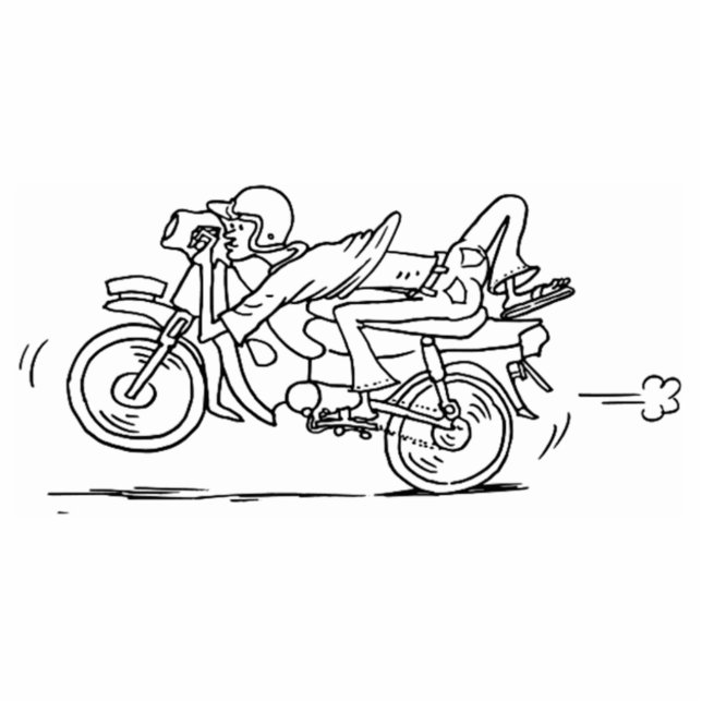Photo Sculpture Homme de moto de bande dessinée (Devant)