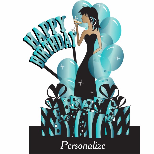 Photo Sculpture Joyeuse Diva Girl| Nom DO-IT-YOURSELF| Turquoise (Devant)