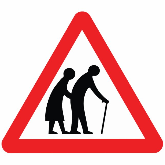 Photo Sculpture Les personnes âgées de PRÉCAUTION - poteau de (Devant)