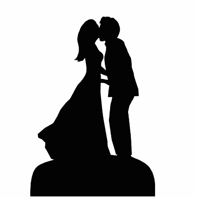 Photo Sculpture Mariage de baiser de silhouette de jeune mariée et (Devant)