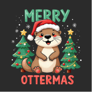 Photo Sculpture Merry Ottermas Funny Otter Animal Amateurs de Noël
