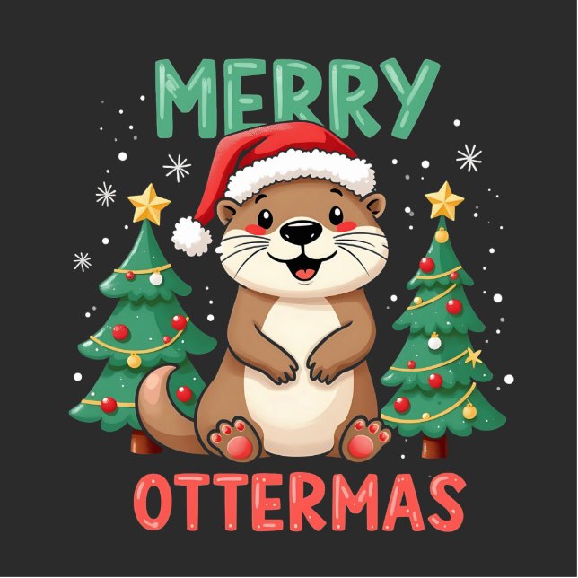 Photo Sculpture Merry Ottermas Funny Otter Animal Amateurs de Noël (Devant)
