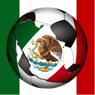 Photo Sculpture Mexique balle de football avec drapeau couleurs Ar