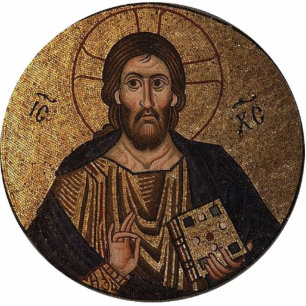 Photo Sculpture Mosaïque religieuse du Christ Pantocrator