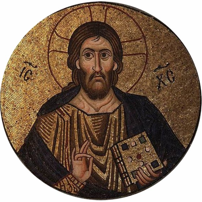 Photo Sculpture Mosaïque religieuse du Christ Pantocrator (Devant)