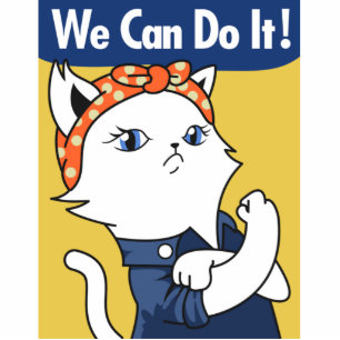 Photo Sculpture Nous Pouvons Le Faire ! Chat blanc Rosie le Rivete
