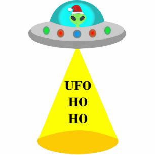Photo Sculpture OVNI de Noël Ho Ho Alien soucoupe volante