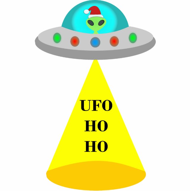 Photo Sculpture OVNI de Noël Ho Ho Alien soucoupe volante (Devant)