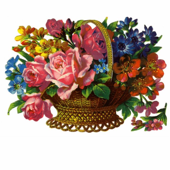 Photo Sculpture Panier victorien de photo de fleurs… (Devant)