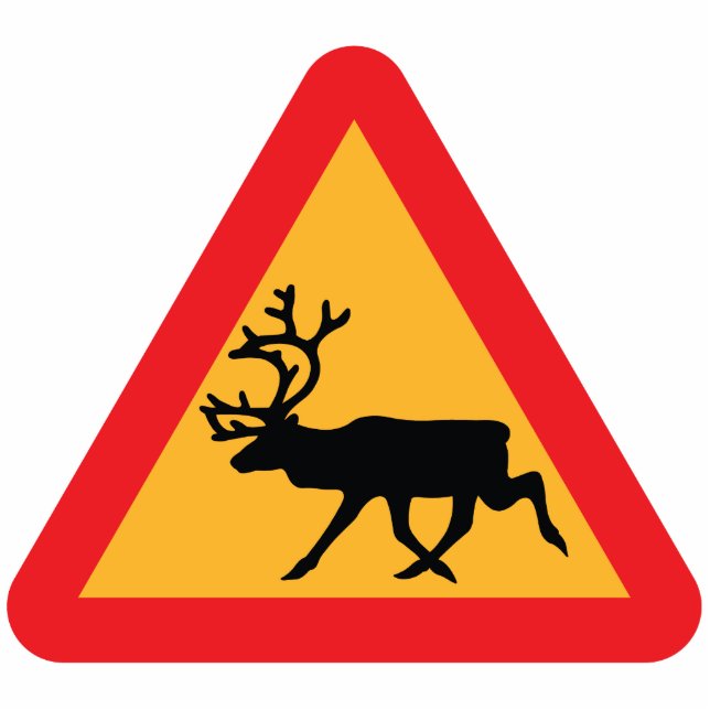 Photo Sculpture Panneau de signalisation suédois Caution Reindeer (Devant)