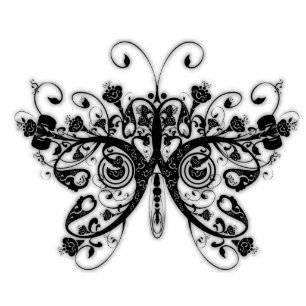 Photo Sculpture Papillon floral de remous - noir et blanc