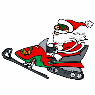 Photo Sculpture père Noël sur le snowmobile